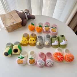 Newborn Fruit and Animal Non-Slip Shallow Mouth Floor Socks