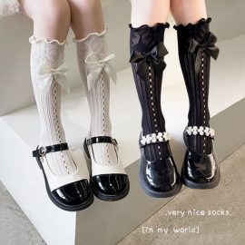 Lace-trimmed princess stockings