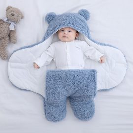 Newborn baby swaddle blanket, thickened for autumn and winter, pure cotton baby product