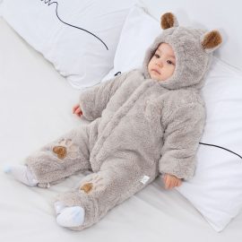 Baby's jumpsuit autumn and winter baby's thick warm climbing clothes newborn's cotton-padded clothes baby clothes fleece-lined clothes