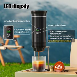 Portable capsule coffee machine, small espresso extractor, 3-in-1