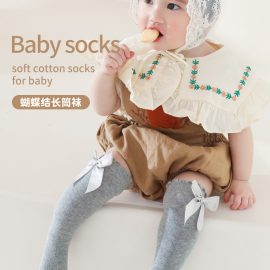 Baby Spanish-style mid-calf socks with large bow